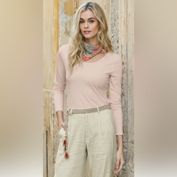 Peruvian Connection Layering Tee, Long Sleeve in Color Delphinium Size Medium - Picture 1 of 8